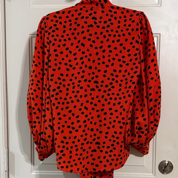 Hunter Bell Vibrant Orange Blouse with Black Spots XS - Picture 5 of 5